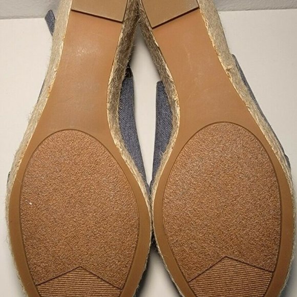 Franco Sarto Camino Blue Denim Espadrille Wedge Sandal Size 8.5 Bow Womens - Picture 7 of 10